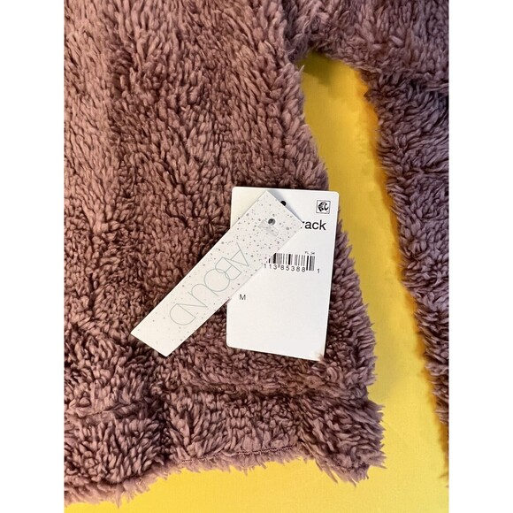 Abound Fuzzy Fleece Pullover Sweater Womens M Pink Mauve Half Zip Faux Fur NWT - Picture 3 of 6